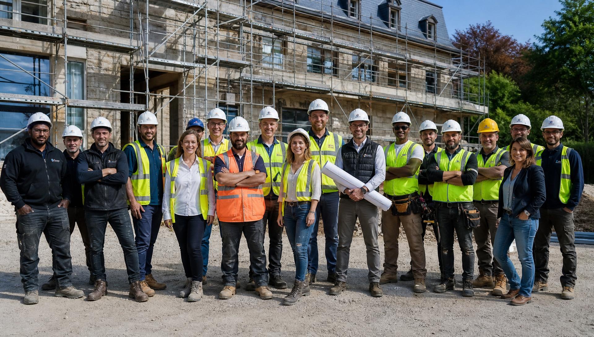 Équipe Renovation Royale sur un chantier de villa au Luxembourg