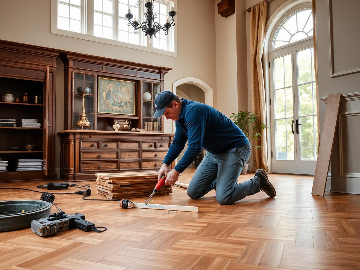 Pose de parquet massif — finition premium